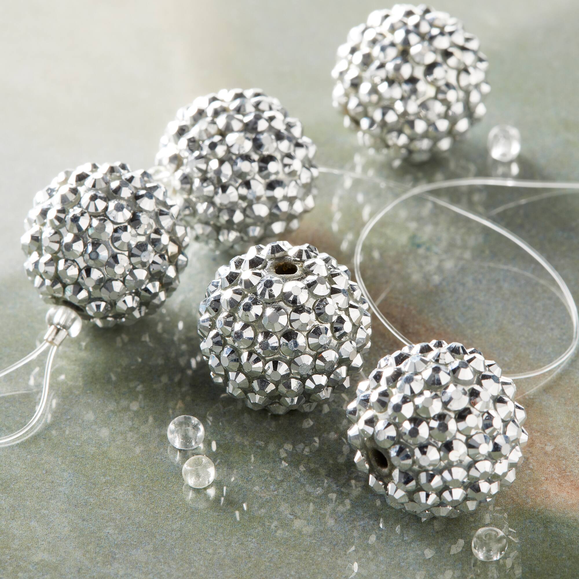 Silver Acrylic Faceted Round Beads, 20mm by Bead Landing™